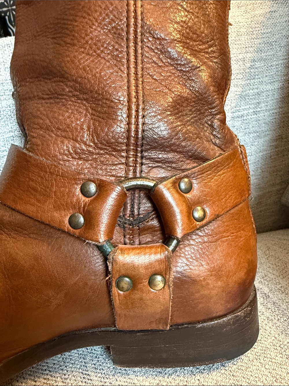 FRYE Women’s Phillip Harness Tall Leather Riding Boots in Cognac Brown Size 9 - Picture 9 of 16